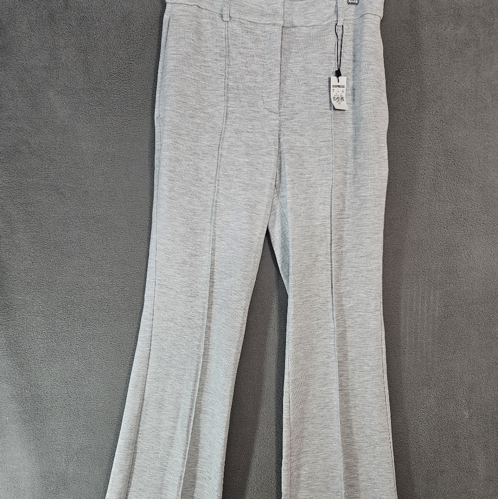Express Light Gray Flare Knit Trousers